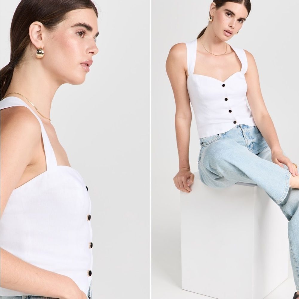 Reformation Kimberly Linen Top 12 NWT $148 - Picture 2 of 5